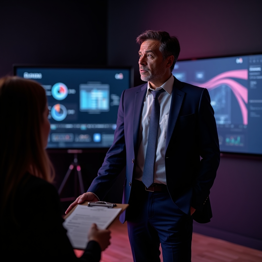 Руководитель отрабатывает навыки презентации